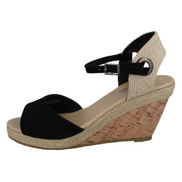 Spot On Ladies Spot On Cork Wedge Sandals F2265