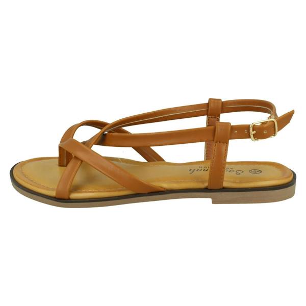 Savannah Ladies Savannah Flat Strappy Toepost Sandal with Buckle Strap F00444