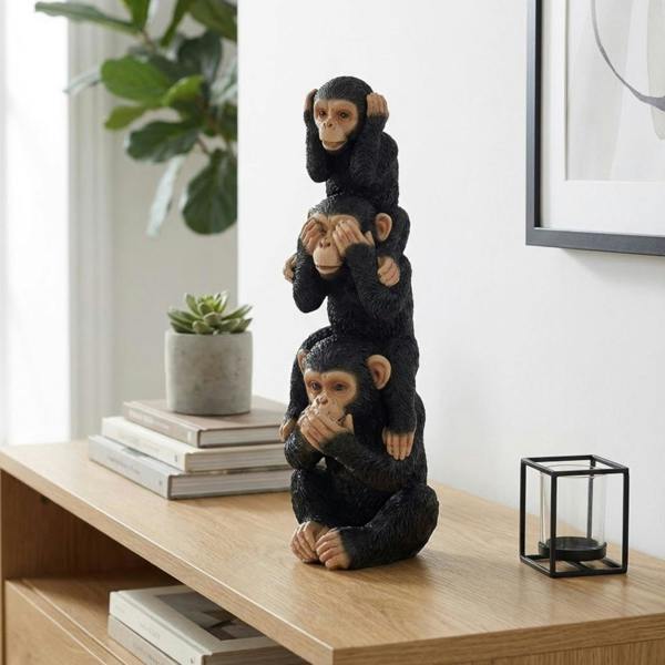 Garden Greatness Stacked Wise Cheeky Monkeys Ornament