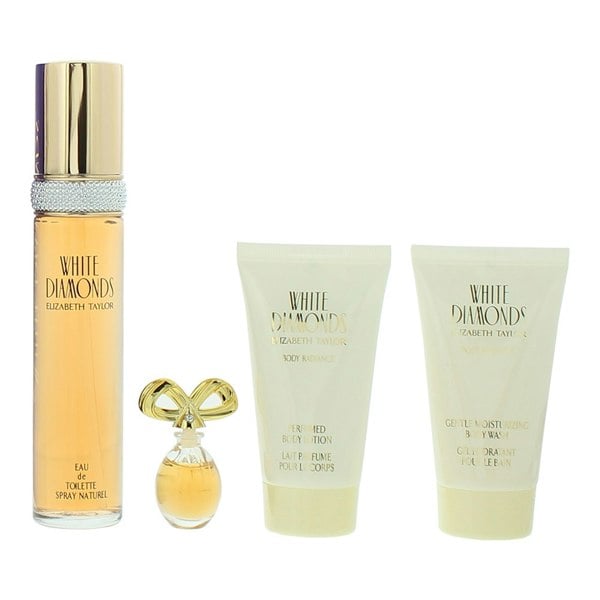 Elizabeth Taylor White Diamonds 4 Piece Gift Set: Eau de Toilette 50ml - Body Lotion 50ml - Body Wash 50ml - Parfum 3.7ml