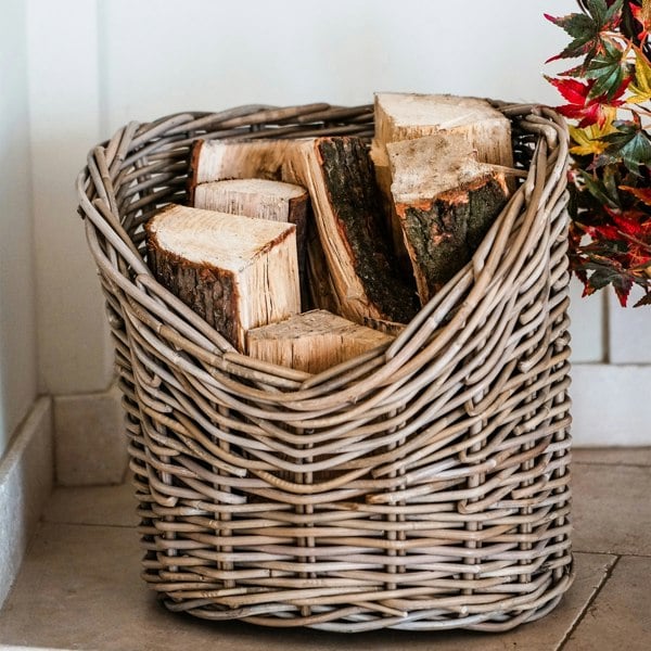 Ivyline Wicker Log Basket Round