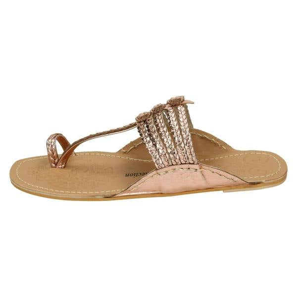 Leather Collection Ladies Leather Collection Flat Toeloop Braided Sandals F00077