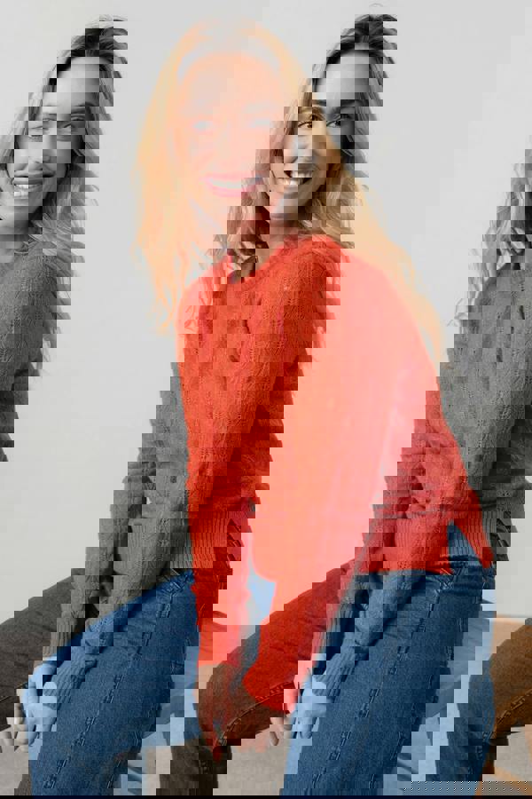 Lily & Me Harefield Pointelle Knit Jumper Red