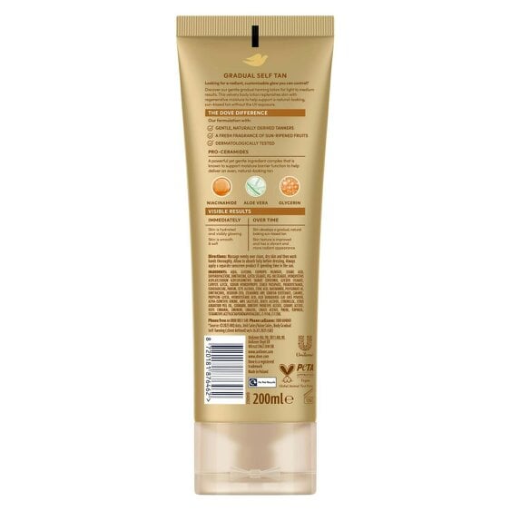 Dove Summer Revived Tanning Lotion 200ml, Light to Medium Sunkissed Glow