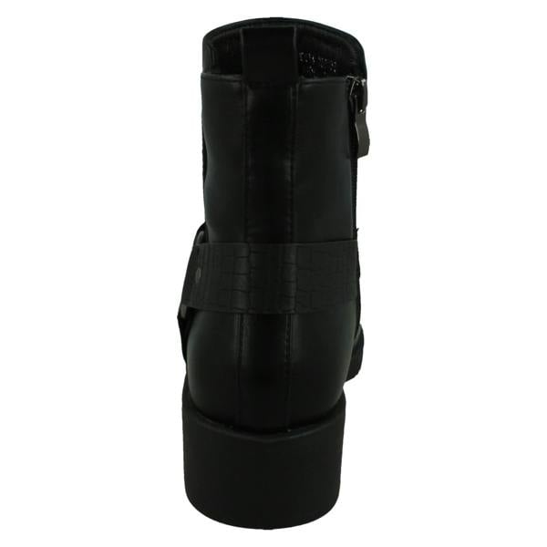 Spot On Ladies Spot On Low Ankle Boots with Ring Trim Strap F51240