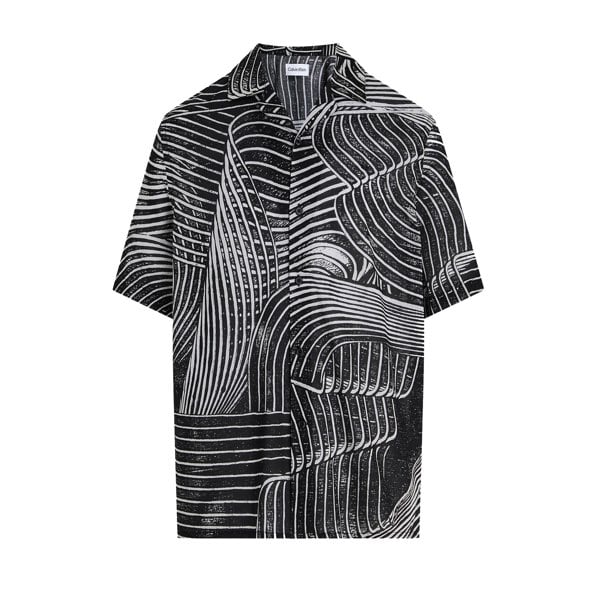 Calvin Klein All Over Printed Beach Shirt Palm Leaves Aop