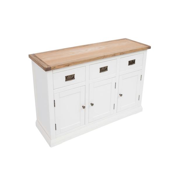 Cabinet Bits Cosenza Off White 3 Drawer 3 Door Sideboard Brass Drop Handle