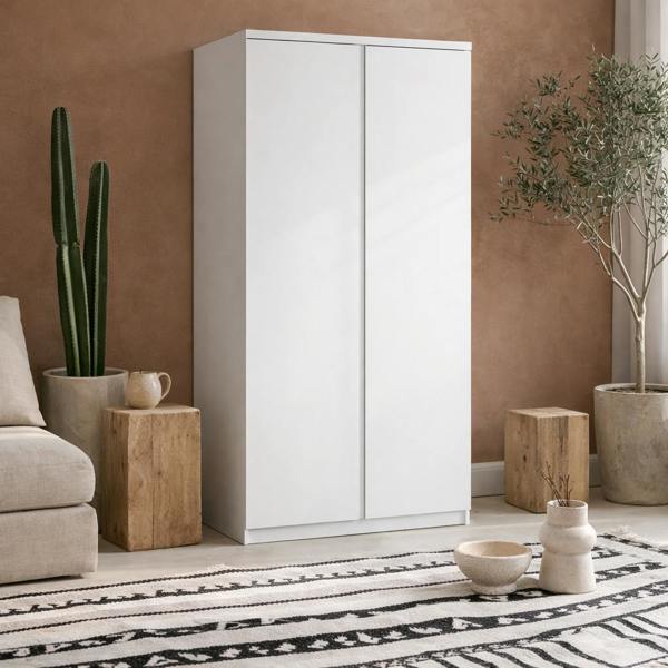 Wyld Haus Hemingway White Wooden 2 Door Bedroom Wardrobe