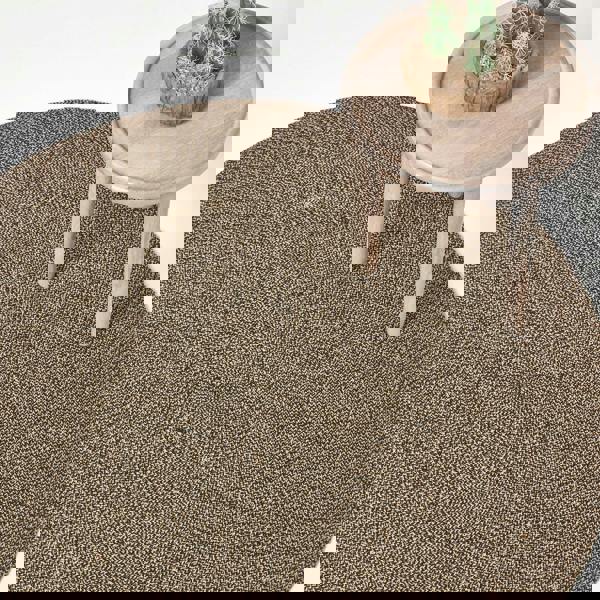 HOMESCAPES Linen and Black Melange Braided Rug