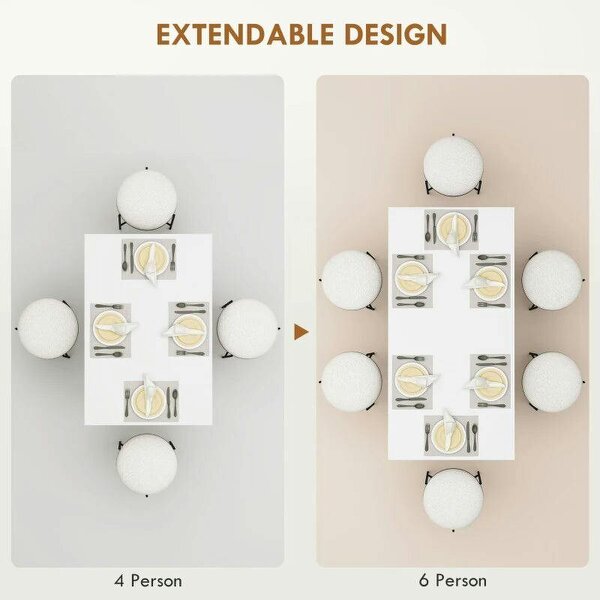 Extending Six-Person High Gloss Dining Table - White