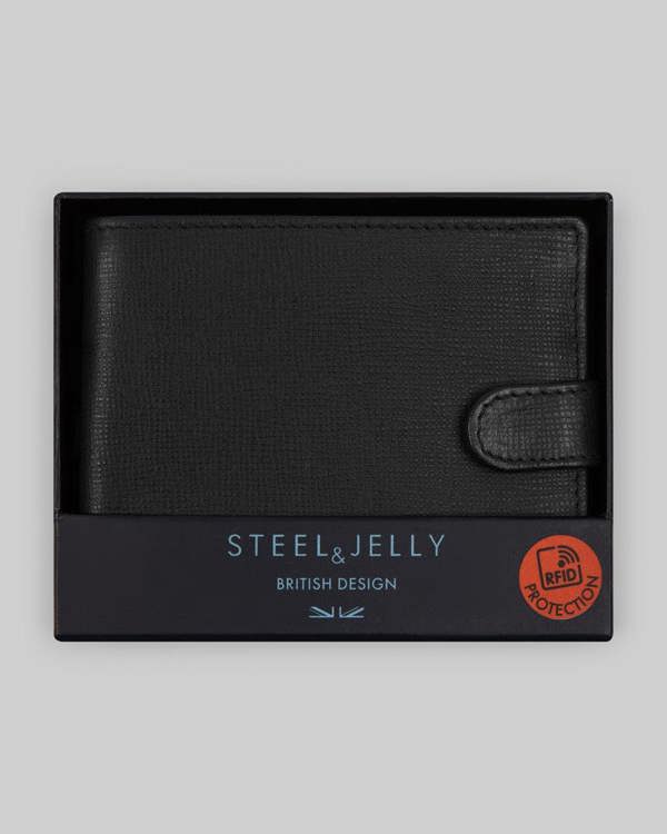 Steel & Jelly Leather Wallet With Popper Fastening