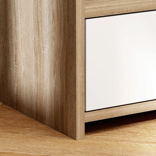 Wyld Haus Tahadi White And Wood Effect Multi Storage Bedside Table