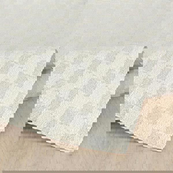 Livabliss Freud-Modern Off-White Ivory High Pile Checkered Rug