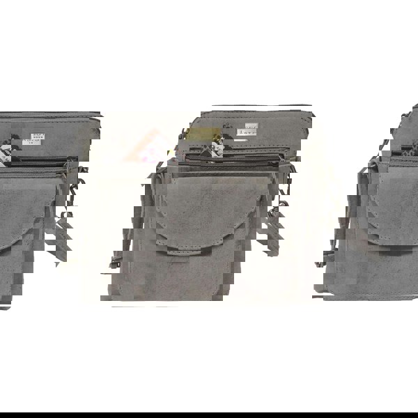 Assots London 'JEAN' Grey Distressed Real Leather Crossbody Bag