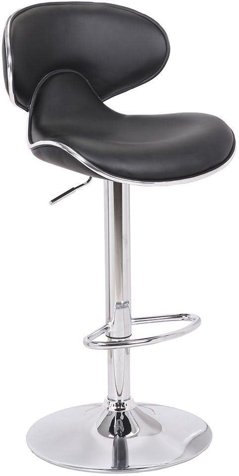Lamboro Carcaso Faux Leather Bar Stool, Adjustable Swivel, Chrome Base
