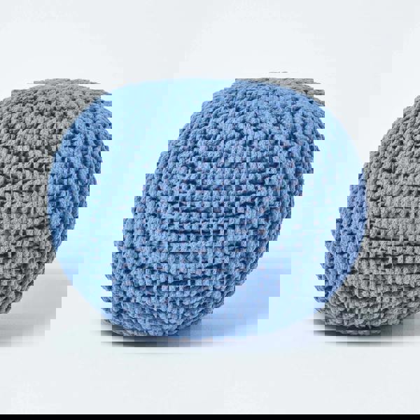 HOMESCAPES Round Cotton Knitted Pouffe Footstool Bean Filled Hand Knitted