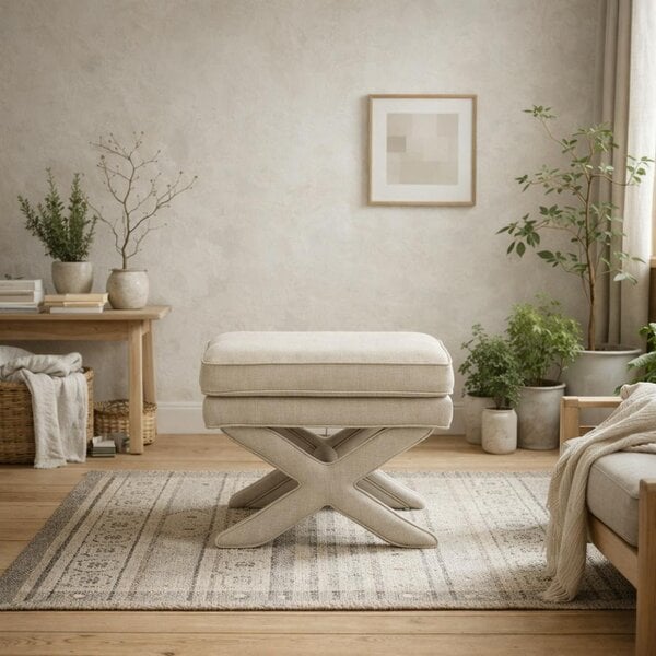 Wyld Haus Theodor Stone Velvet Stool X Cross Legs