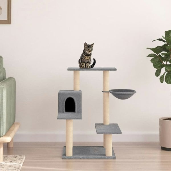 Berkfield Cat Tree with Sisal Scratching Posts Light Grey 82.5 cm