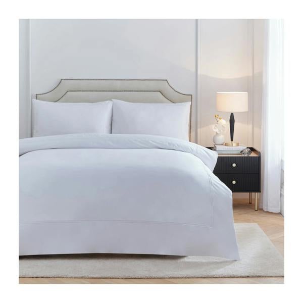 Paoletti Elara Reversible Cotton Embroidered Duvet Cover Set - White