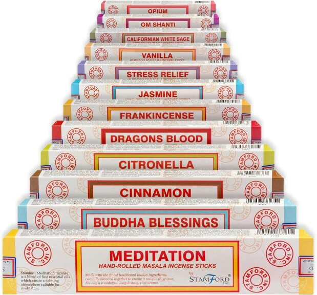 Stamford 37369 Hand Rolled Variety Incense Sticks Gift Set, 12 packs