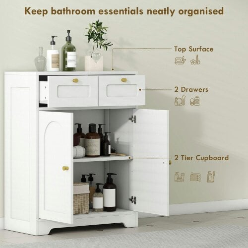 Wyld Haus Pareto Bathroom Floor Storage Cabinet With 2 Drawers White