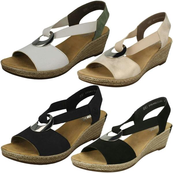 Rieker Ladies Rieker Wedge Heeled Sandals 624H6