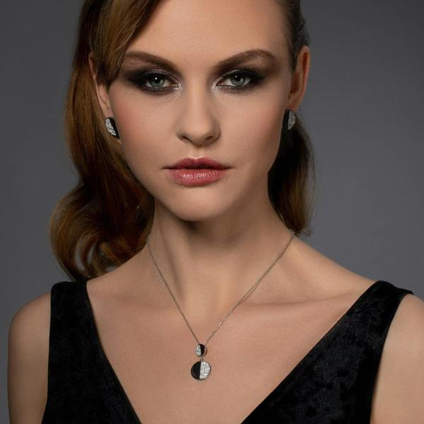 Disc Stud Earrings with Swarovski Crystals - namana.london
