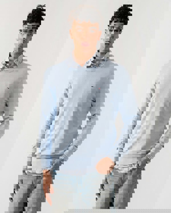 Tommy Hilfiger Essential Cotton Crew Neck Mens Sweatshirt - Breezy Blue - CHO - Designer Mens Sweatshirts