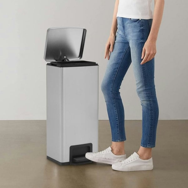 Berkfield Dustbin with Pedal Anti-fingerprint 30L Silver Stainless Steel