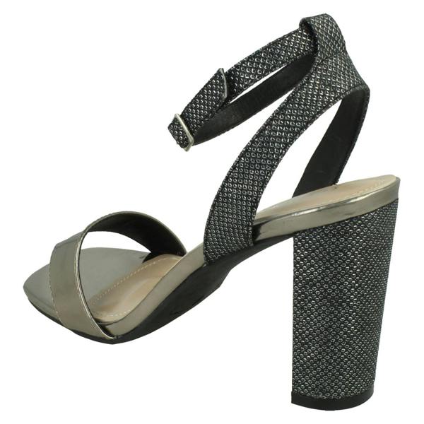 Spot On Ladies Spot On High Heel Sandal with Buckle Ankle Strap F12044