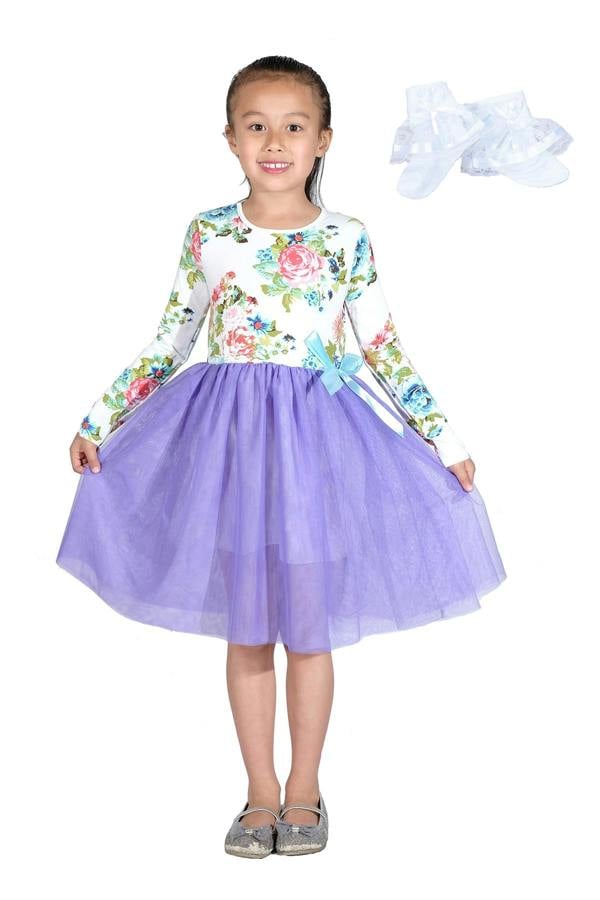 Cinda Floral Dress and Lace Socks