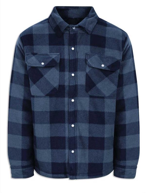 Blue check Kinross padded shirt with front pockets ideal for shooting and working in colder weather