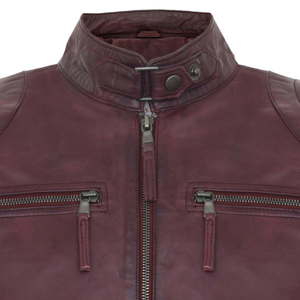 Infinity Leather Mens Leather Biker Vintage Zipped Racing Jacket