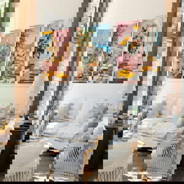 Large Canvas For Living Room | Set of 3 Italian Lifestyle Wall art Prints