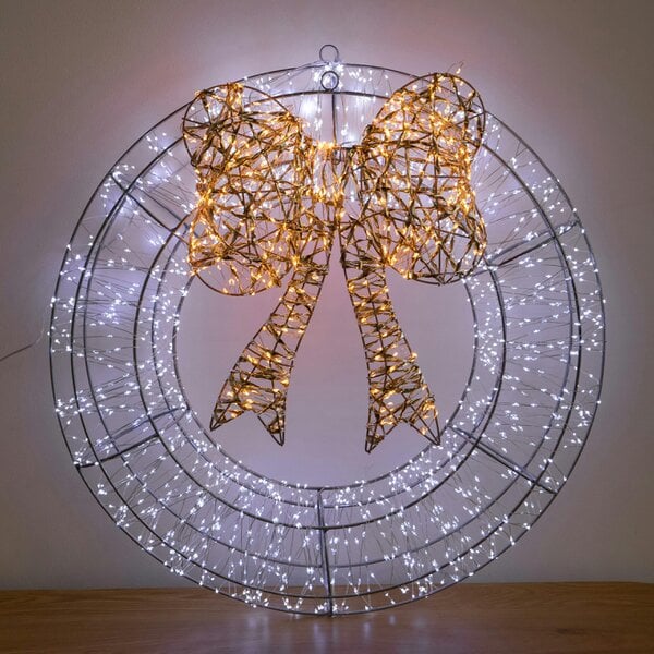 Samuel Alexander 60cm Galaxy Light Up Christmas Wreath with Bow & Cool White 2000 LEDs