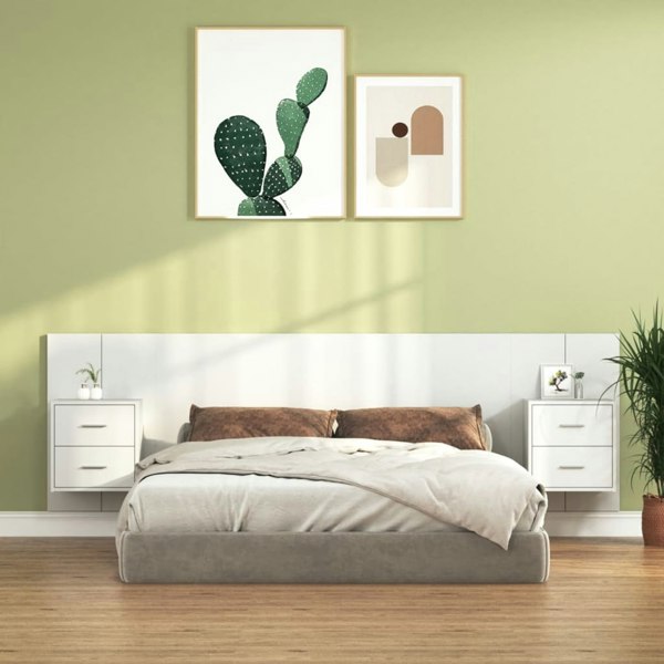 Berkfield Bed Headboard with Cabinets White Engineered Wood