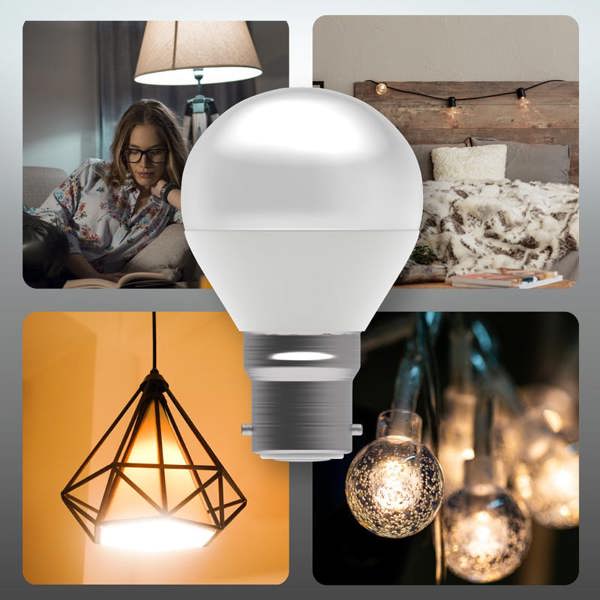 BELL Lighting B22 Dimmable LED Golf Ball Bulb Natural White 4000K 470lm 4.7W Round Bayonet 40W Equivalent