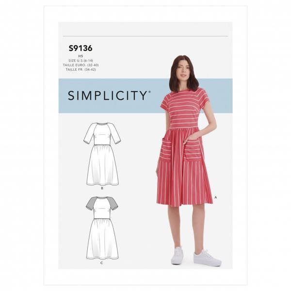 Simplicity Sewing Pattern 9136, Dresses for Women, H5 (6-8-10-12-14) - Intermediate