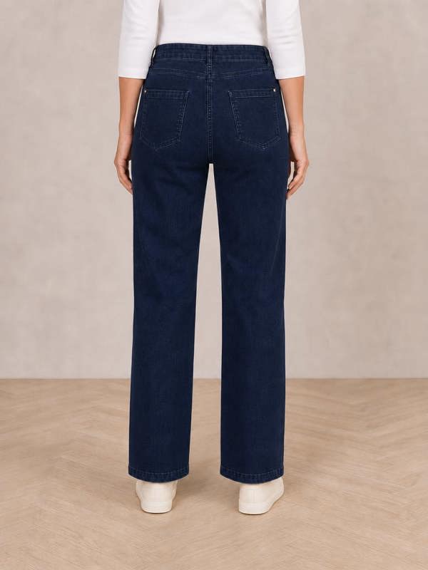 PennyPlain 5 Pocket Wide Leg Denim - Denim Wash