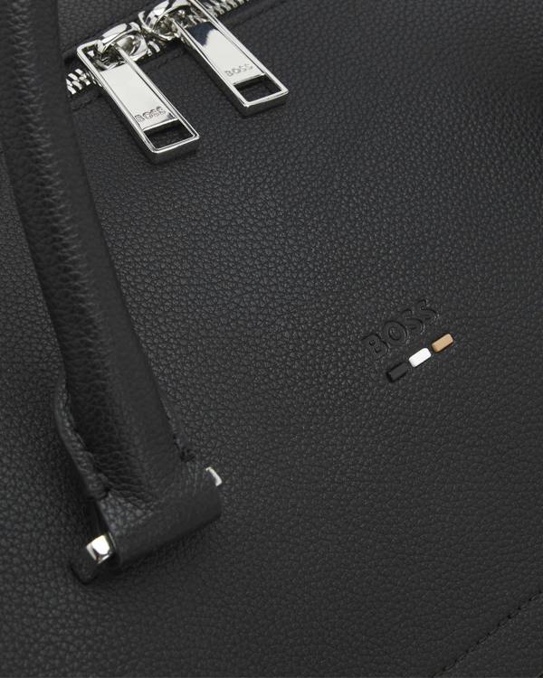BOSS Orange Ray Mens Grainy Faux-Leather Holdall with Detachable Strap - Black 001 | CHO | Designer Mens Holdalls