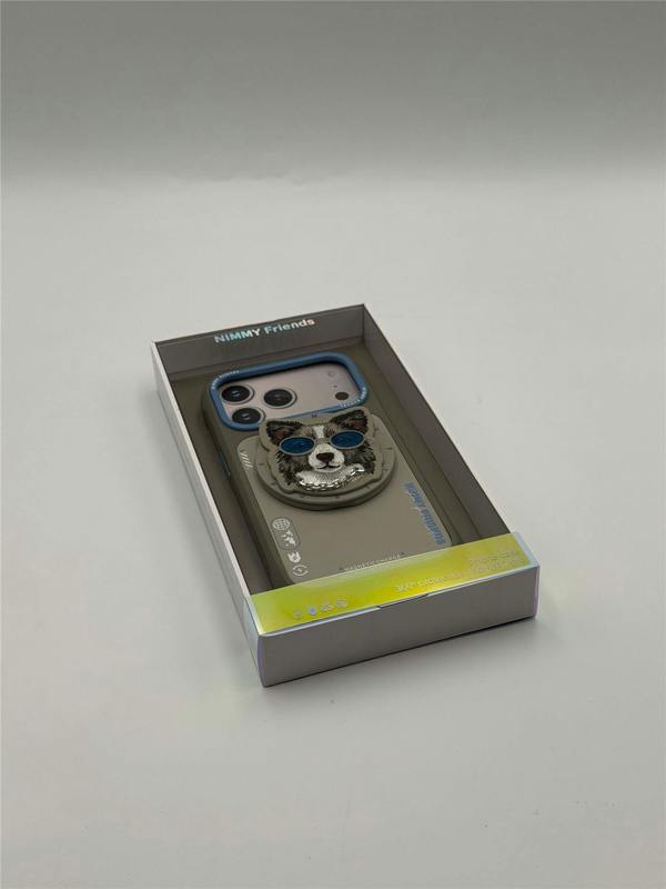 Nimmy Friends Nimmy Glasses Cool Dog Face Case with Detachable MagSafe Grip Stand for iPhone 17 Pro 6.3" Grey Blue - N-YJKM-CXZJ-IP17-PRO-028