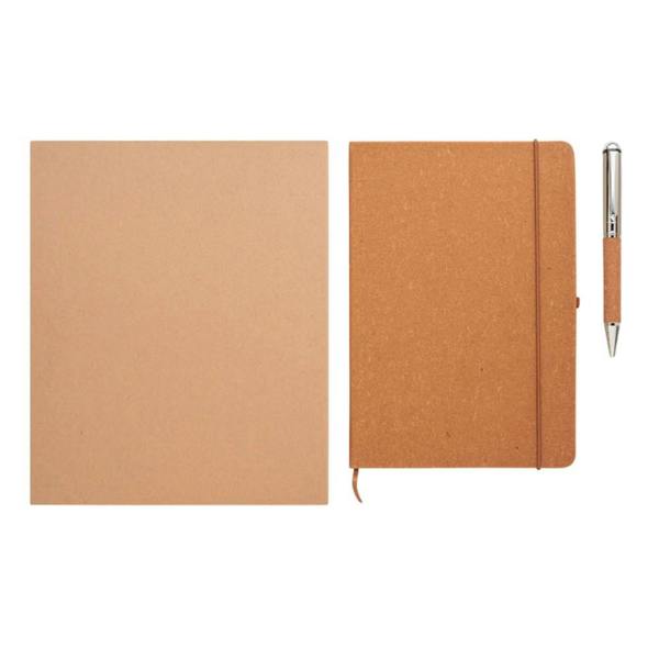 MidOcean Eleganote Leather Notebook & Pen - Beige - 