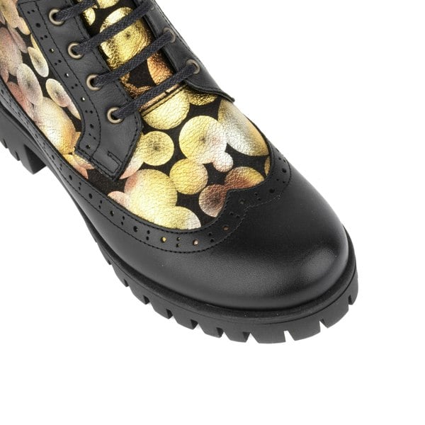 Embassy London Milliner Platform - Gold - Women's leather chunky platform ankle boot with wool lining