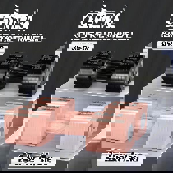 Centra Adjustable Dumbbells Set of 2 Home Gym Exercise 2.5kg/5kg Black Pink