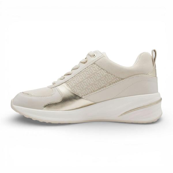 Tamaris Women’s White Gold Platform Trainers Sneaker Zip Lace-Up Running Shoes