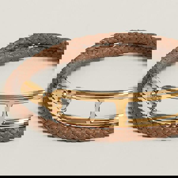 Hermes Roulis Double Tour Bracelet in tan and rose gold