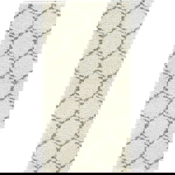 Trellis Design Thick Shaggy Area Rugs Ivory