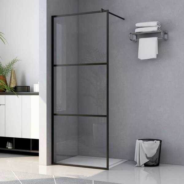 Berkfield Walk-in Shower Wall with Clear ESG Glass Black 100x195 cm
