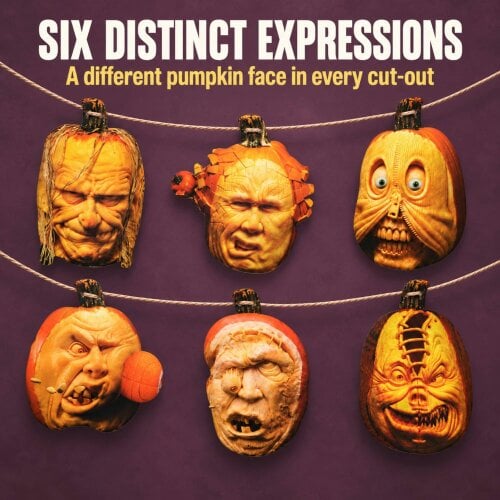 Shatchi 20x25cm Pumpkin Face Banner Halloween Hanging Garland with 6 Cut-Outs