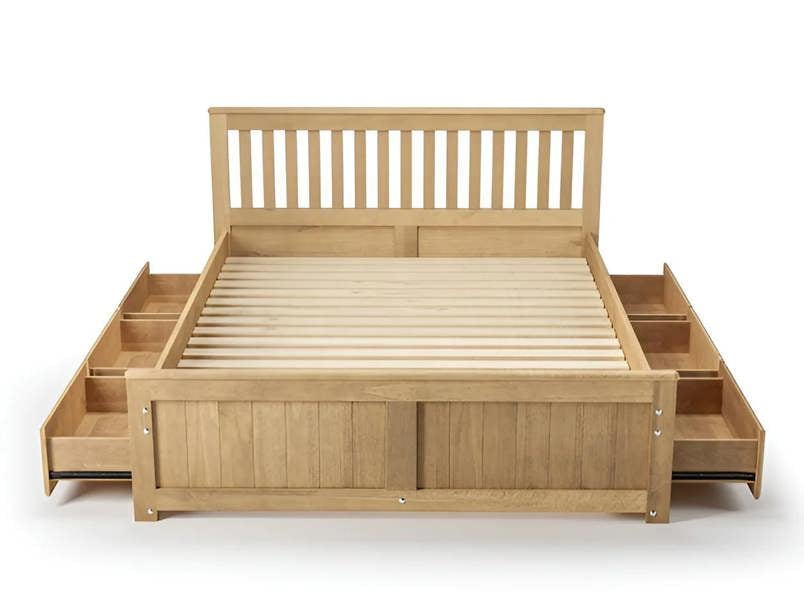 Mission TM 5ft King Size Mission Wooden Storage Bed Frame - White or Waxed